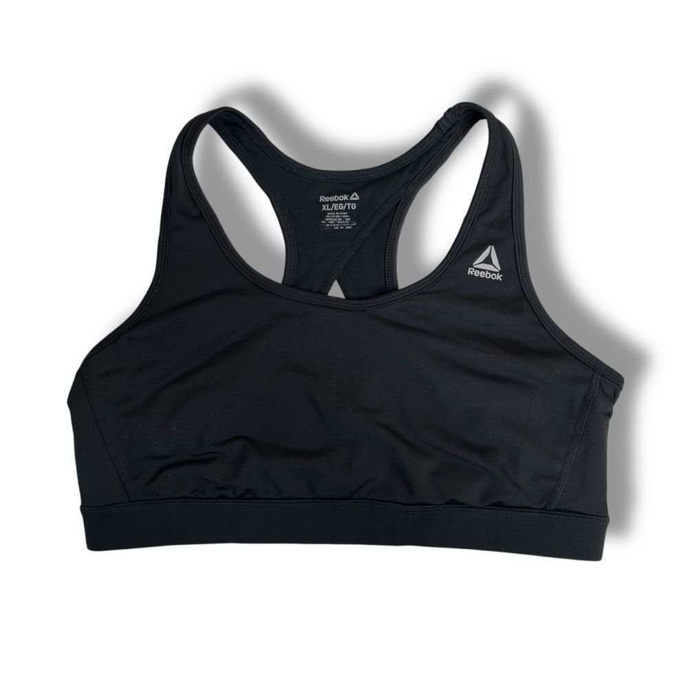 Reebok Black Crossover Back Sports Bra Women Size XL Pullover No Pads Wireless